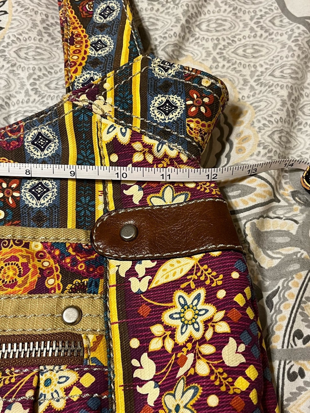 FOSSIL Long Live Vintage Paisley/Floral Canvas Shoulder Bag - Picture 12 of 16